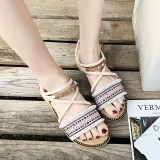 Women Comfortable Tassels Hand Woven Flat Boho Sandals