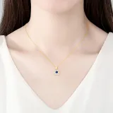 Sterling Silver Cushion Cut Sapphire Pendant Necklace