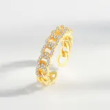 Silver Gold Zircon Stwis Jewelry Inlaid Diamond Adjustable Size Women Ring