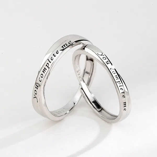 Sterling Silver You Complete Me Couple Ring Engagement Women And Men Lover Rings