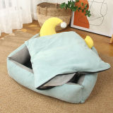 Pure Color Comfy Cushion Moon Dog Bed Pet Kennel