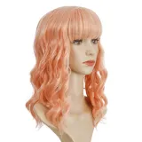 Women Synthetic Short Dye Wavy Hair Wigs Middle Parting Curly Wig