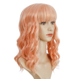 Women Synthetic Short Dye Wavy Hair Wigs Middle Parting Curly Wig