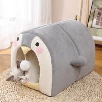 Penguin Shaped Semi Enclosed Warm Dog House Pet House