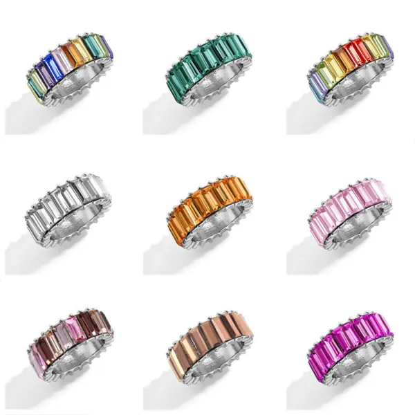 Silver Geometric Zircon Fashion Jewelry Inlaid Diamond Women Ring