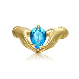 Light Luxury Hands Love Copper Gold Plated Zircon Simple Ring Woman