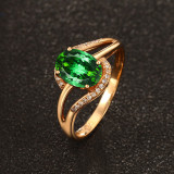 Green Zircon Fashion Jewelry Inlaid Diamond Adjustable Size Women Ring