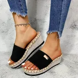 Women Platform Wedges Peep Toe Fashion Slides Beach Sandal Slipper