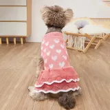 Pet Dog Cloth Love Heart Sweater Dress Dalily Outgoing Suit