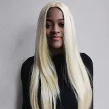 Women Synthetic Black Long Color Straight Hair Wigs Middle Parting Wig