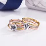 Sterling Silver Semi Pave Moissanite Solitaire Round Cut Sparking Diamonds Rings