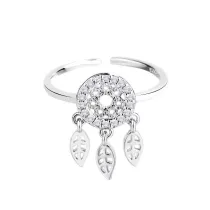 Mori Department Small Fresh Hollow Dream Catcher Tassel Ring With Adjustable Opening