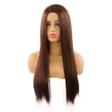Women Synthetic Black Long Color Straight Hair Wigs Middle Parting Wig