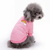 Pet Small Dog Long Sleeve Rainbow Printed Solid Color Sweater Puppy Cloth