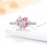 Sterling Silver Heart Cut Pave Zirconia Gemstone Rings
