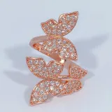 Silver Zircon Butterfly Fashion Jewelry Inlaid Diamond Adjustable Size Women Ring