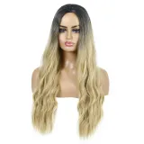 Women Long Wavy Hair Wigs Middle Parting Curly Wig