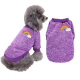 Pet Small Dog Long Sleeve Rainbow Printed Solid Color Sweater Puppy Cloth