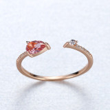 Sterling Silver Pave Zirconia Solitaire Pear Cut Ruby Rings