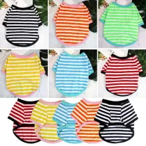Pet Small Dog Bulldog Striped T-shirt Puppy Cloth