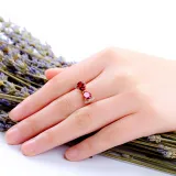 Red Zircon Bowknot Jewelry Inlaid Diamond Adjustable Size Women Ring