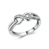 Silver Zircon 8 Word Fashion Jewelry Inlaid Diamond Women Ring