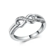 Silver Zircon 8 Word Fashion Jewelry Inlaid Diamond Women Ring