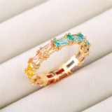 Rainbow Zircon Fashion Jewelry Inlaid Diamond Women Ring