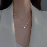 Simple Versatile Round Bead Love Pendant Light Luxury Style Niche Lock Chain Of Bone