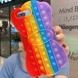 Pop It Fidget Toys Rainbow Bowknot Soft Silicone iPhone Case For iPhone 12 11 Pro Max 12