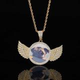 18K White Gold Angel Frame Zirconia Diamonds Pendant Necklace