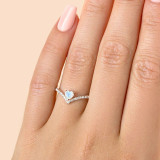 Sterling Silver Semi Pave Heart Cut Adjustable Gemstone Rings