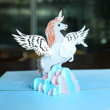 3D Paper Pop Up Unicorn Pegasus Holiday Greeting Cards