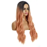 Women Long Wavy Hair Wigs Middle Parting Curly Wig