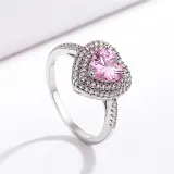 Silver Zircon Love Heart Women Ring Eternity Engagement Wedding Band With Gift