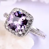 Zircon Purple Fashion Jewelry Inlaid Diamond Adjustable Size Women Ring