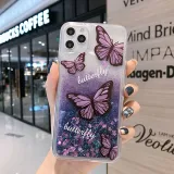 Printed Daisy Butterflies Quicksand Drop Proof Phone Case for iPhone13 12 11 Pro Max
