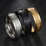 Men Silver Roman Numerals Fashion Jewelry Inlaid Women Ring
