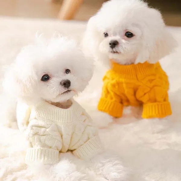 Pet Dog Cloth Handmade Knitting Solid Color Sweater Puppy Cloth
