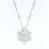 18K White Gold Snowflake Moissanite Diamonds Pendant Necklace