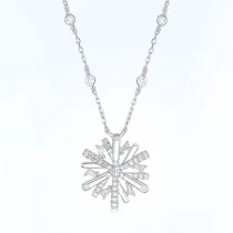 18K White Gold Snowflake Moissanite Diamonds Pendant Necklace