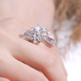 Sterling Silver Bowknot Shaped Pear Cut Zirconia Rings