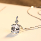 Sterling Silver Radiant Cut Diamond Pendant Necklace