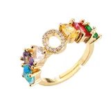 Golden Zircon 26 English Letters Fashion Jewelry Inlaid Diamond Adjustable Size Women Ring