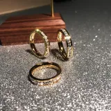 Full Diamond Gemstone Ring Luxury No Fade Stainless Steel Sparkling Iced Out Zircon Finger Rings Women For Couple