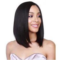 Women Synthetic Medium Straight Hair Wigs Middle Parting Bang Wig