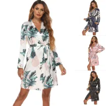 Women 3 Pieces Satin Silk Sleep Dress Sling Mini Dress and Robe Pajamas Set