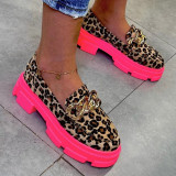 Wome Leopard Print Platform Flat Walking Shoes