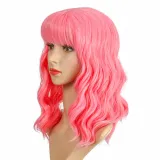 Women Synthetic Short Dye Wavy Hair Wigs Middle Parting Curly Wig