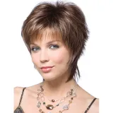 Women Dark Brown Synthetic Pretty Short Curly Hair Fluffy Cut Full Wig